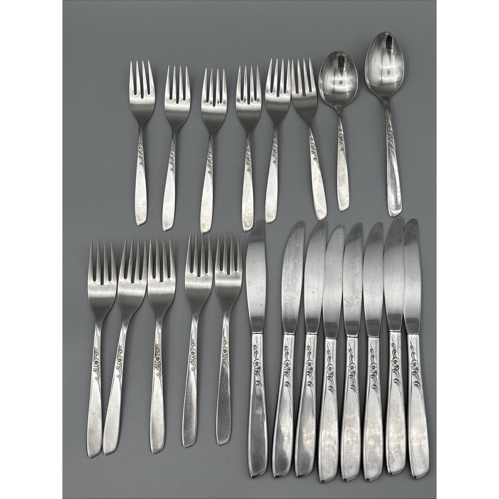 Vintage Oneida Spice Pattern 21 Pc Flatware Floral Fork‎ Spoon Butter Knife
